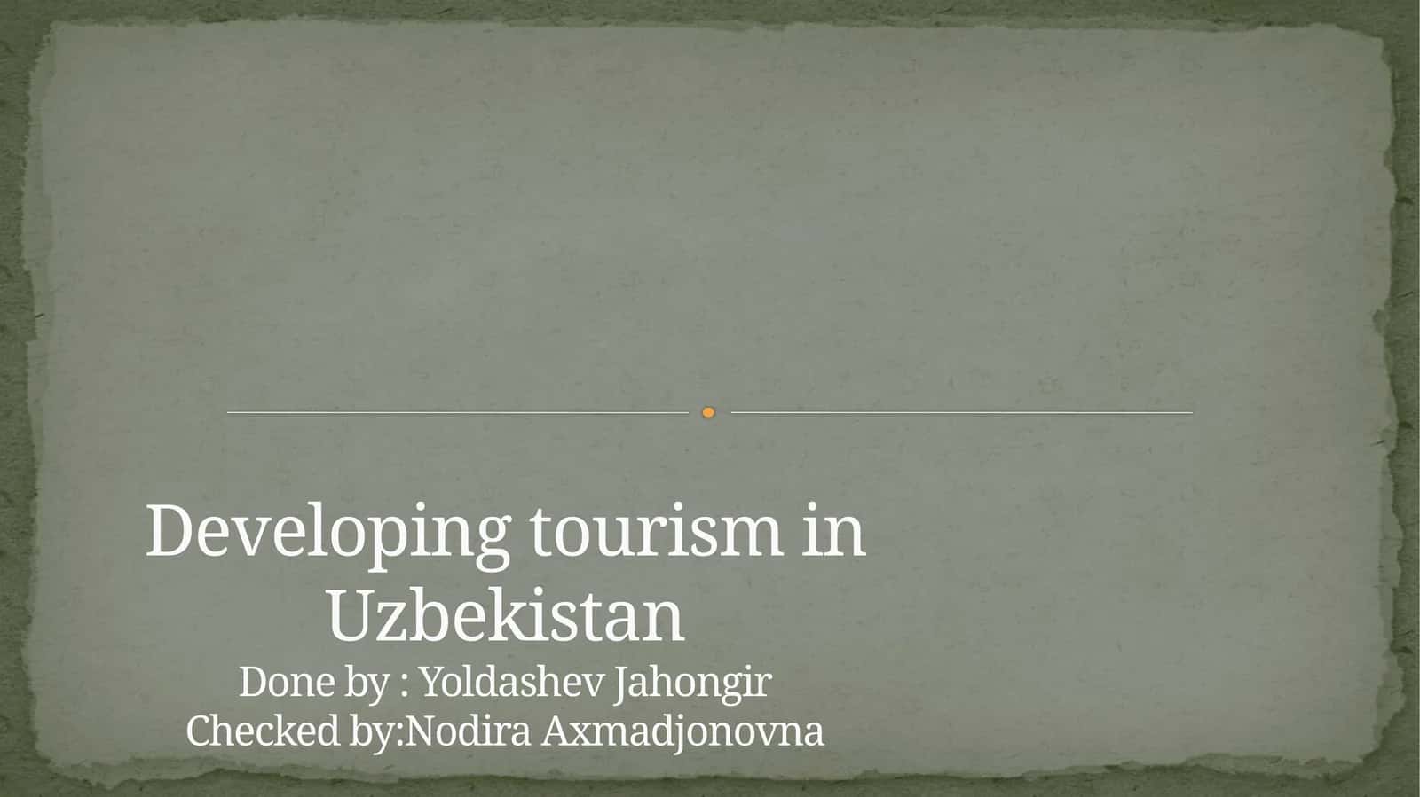 Developing tourism in Uzbekistan