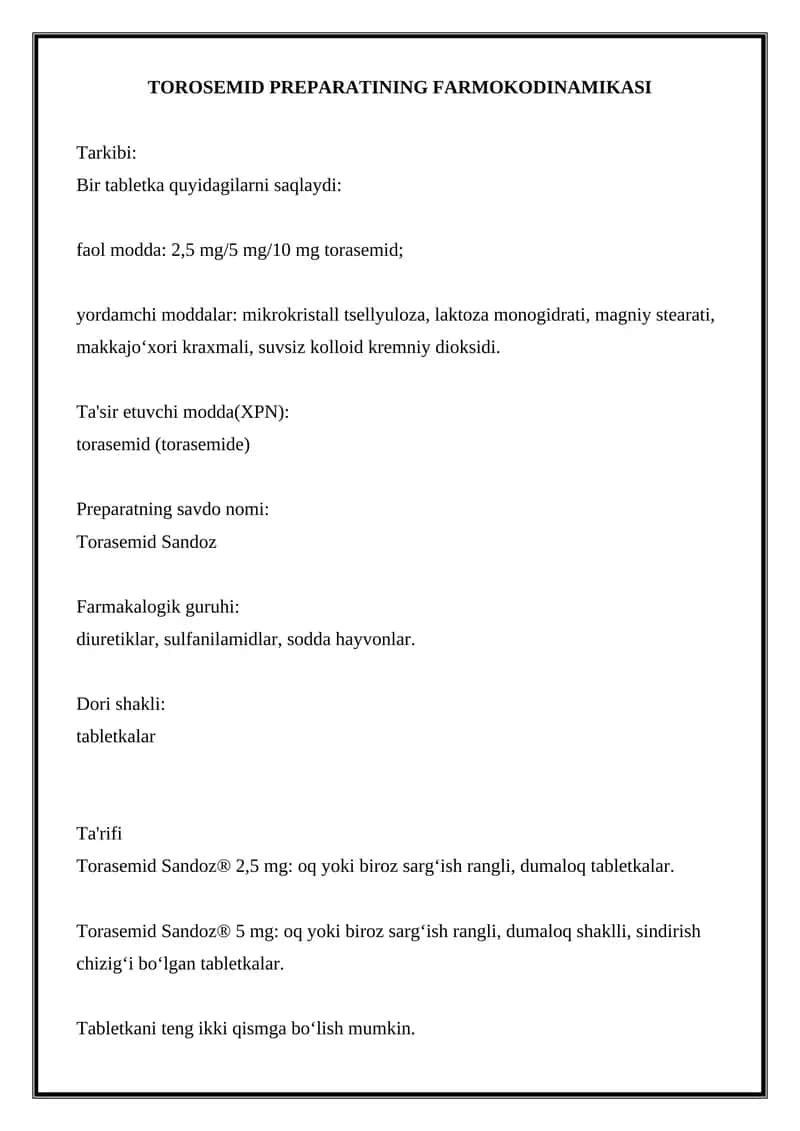Torasemid Sandoz