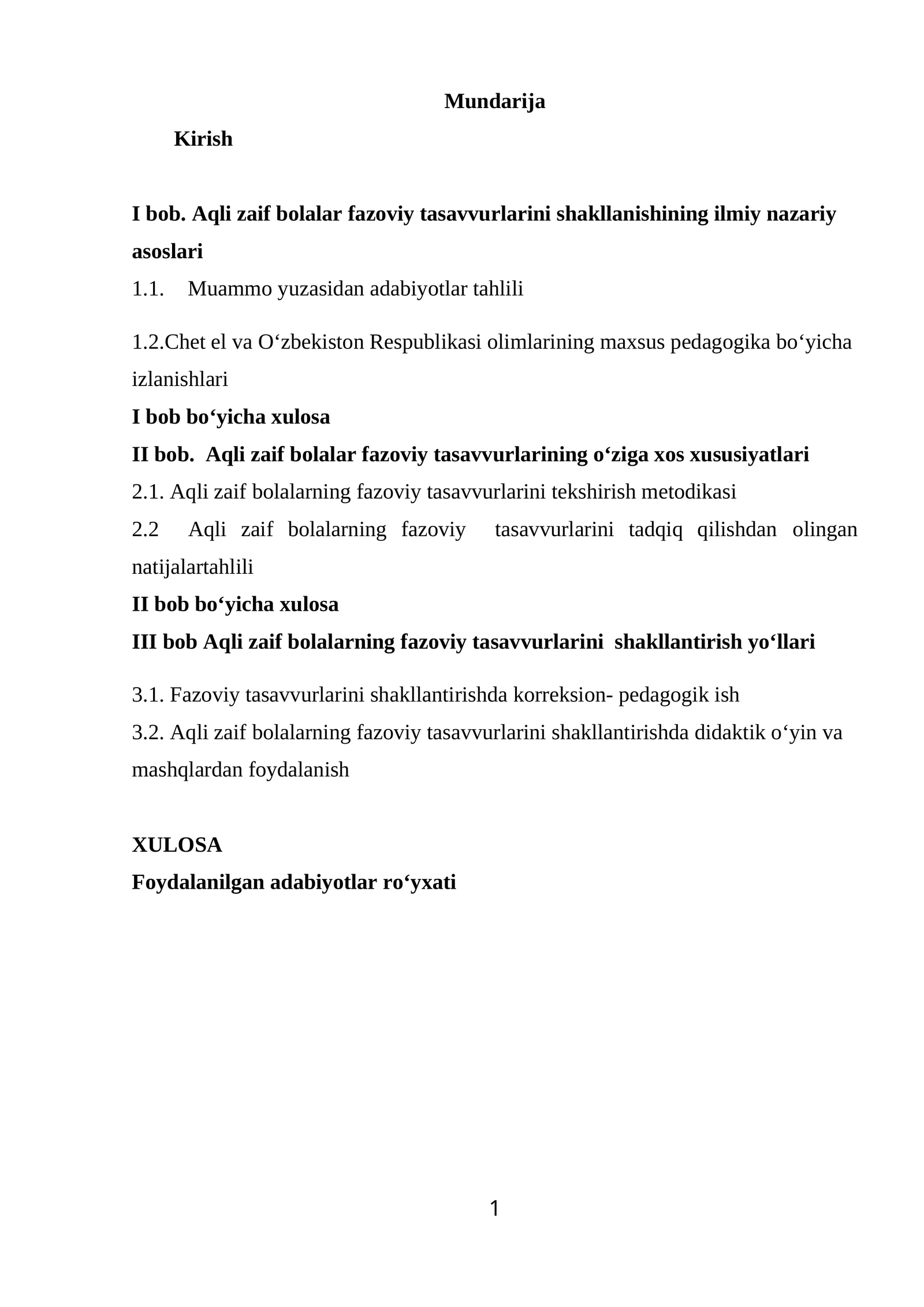 Aqli zaif bolalar fazoviy tasavvurlarini shakllanishining ilmiy nazariy asoslari