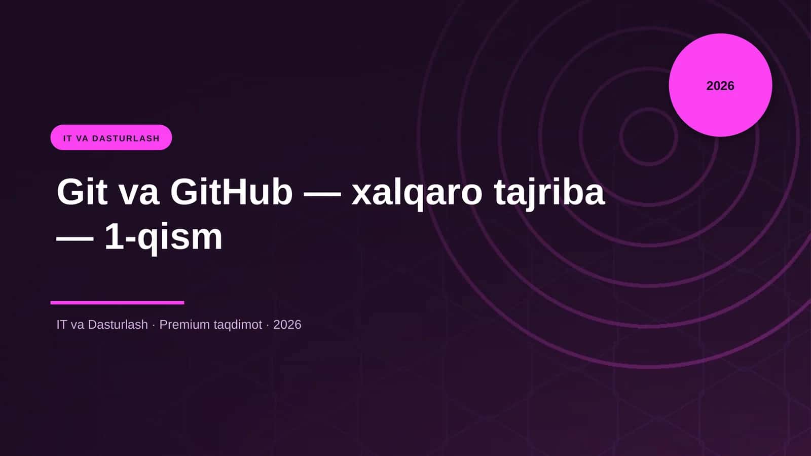 Git va GitHub — xalqaro tajriba — 1-qism