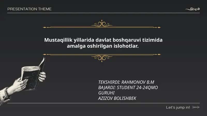 Mustaqillik yillarida davlat boshqaruvi tizimida amalga oshirilgan islohotlar