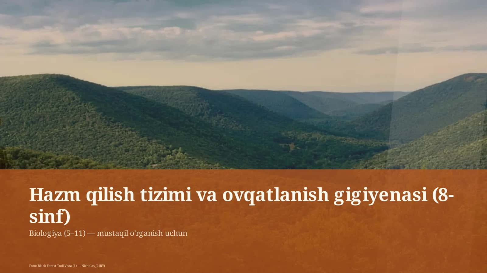 Hazm qilish tizimi va ovqatlanish gigiyenasi (8-sinf)
