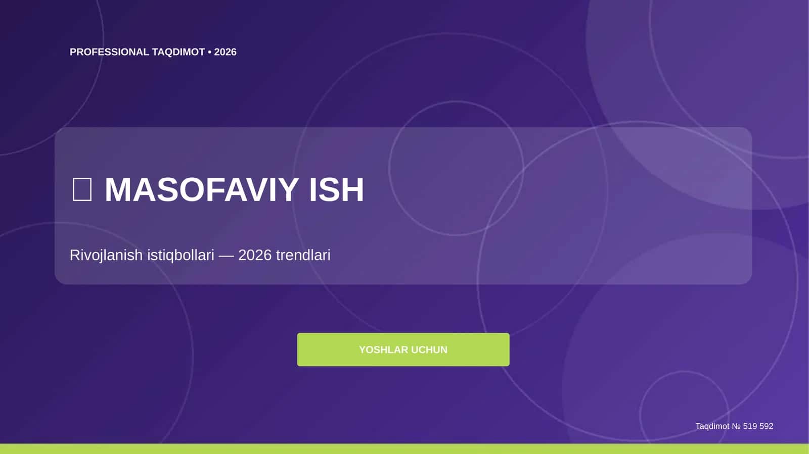 Masofaviy ish: rivojlanish istiqbollari (2026 trendlari) [yoshlar uchun]