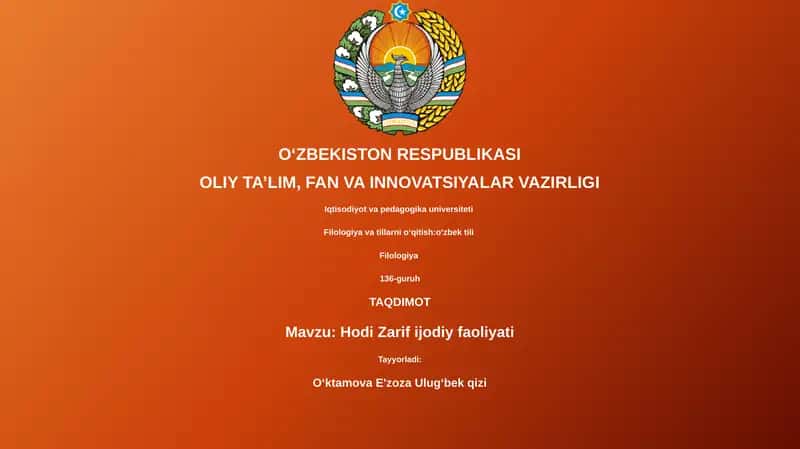 Hodi Zarif ijodiy faoliyati
