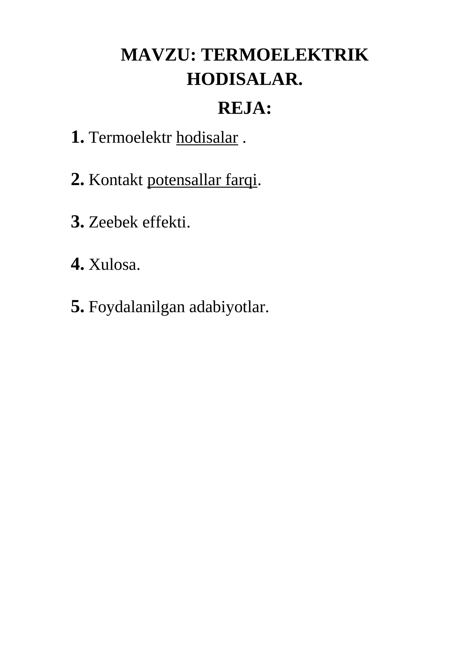 TERMOELEKTRIK HODISALAR