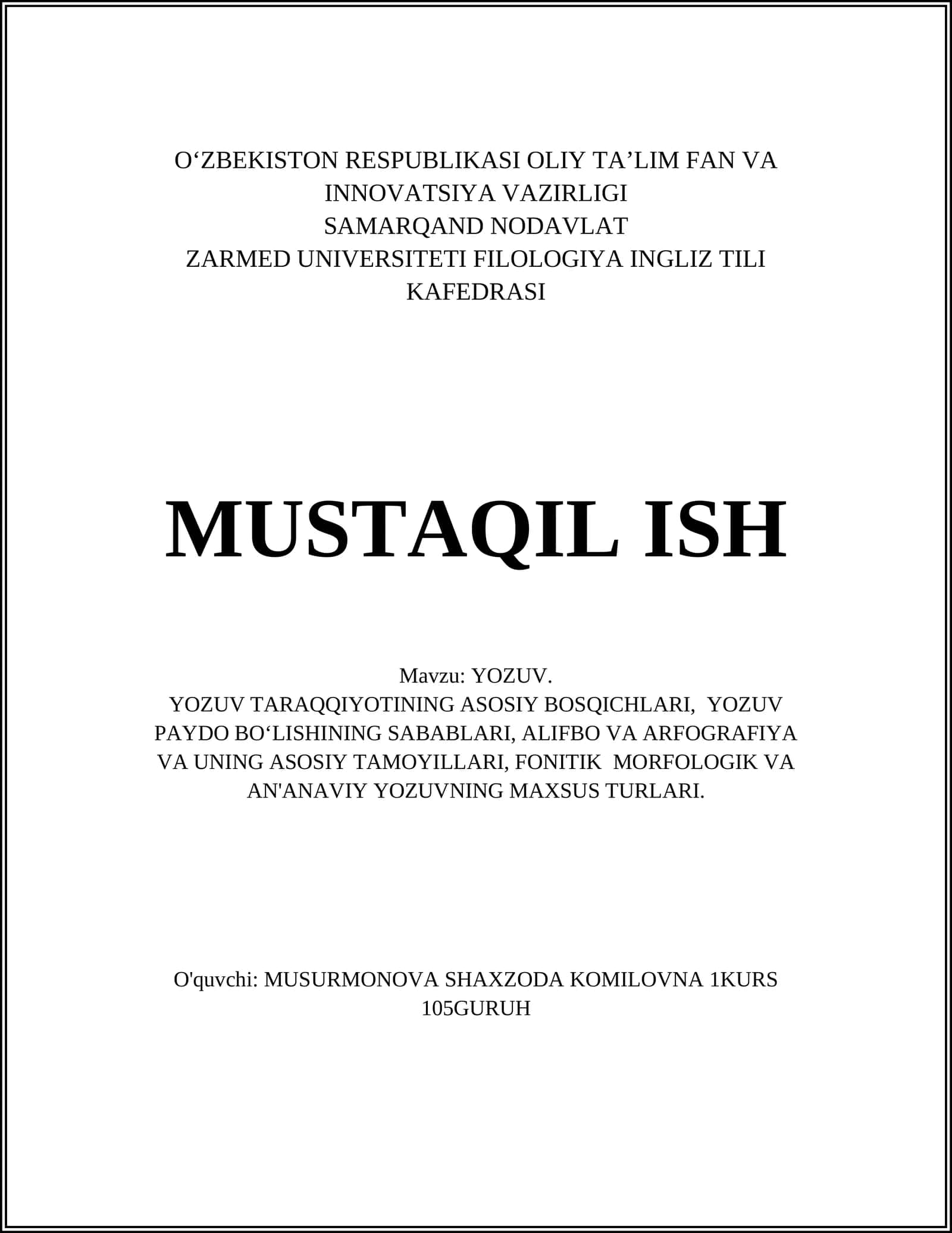 Yozuvning tarixiy bosqichlari