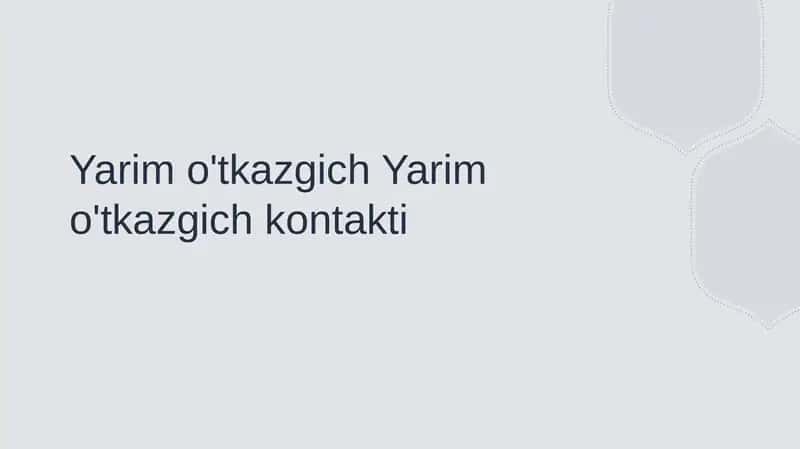 Yarim o'tkazgichlar