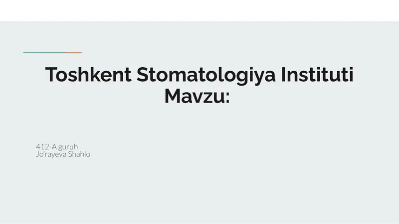 Paradontologiya og’iz bo’shlig’ini tekshirish