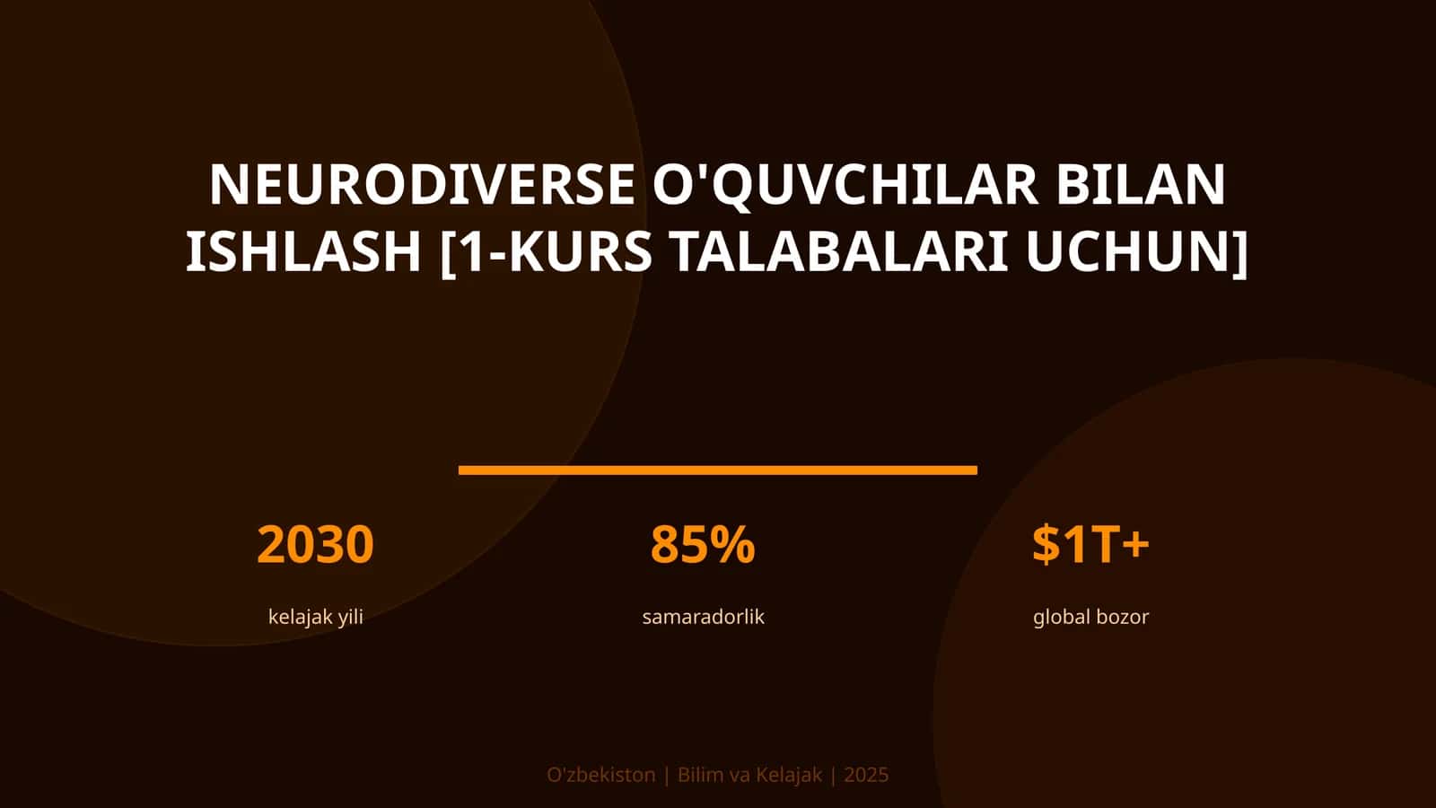 Neurodiverse o'quvchilar bilan ishlash [1-kurs talabalari uchun]