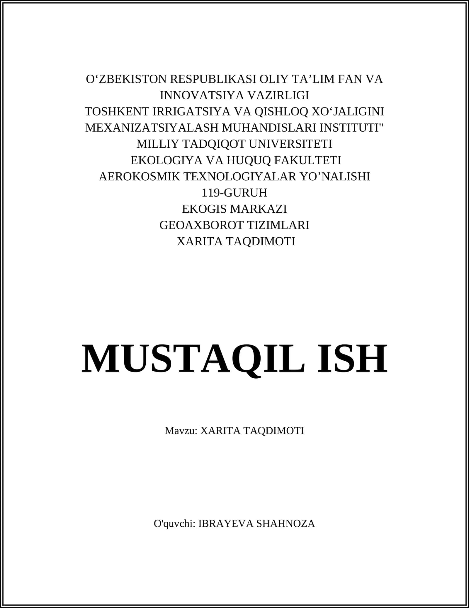 Xarita Taqdimoti