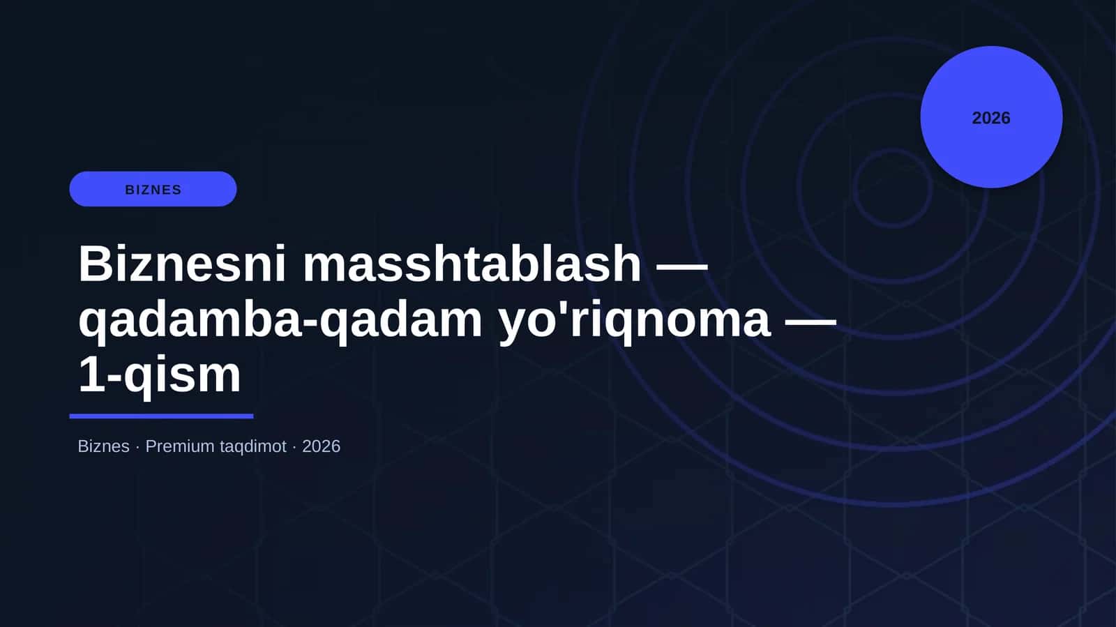 Biznesni masshtablash — qadamba-qadam yo'riqnoma — 1-qism