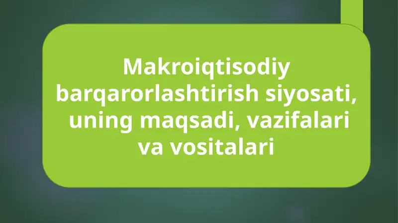 Makroiqtisodiy barqarorlashtirish siyosati