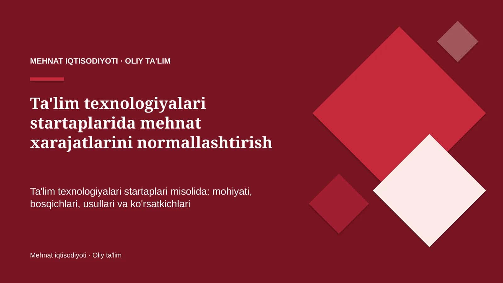 ta'lim texnologiyalari startaplarida mehnat xarajatlarini normallashtirish 5939
