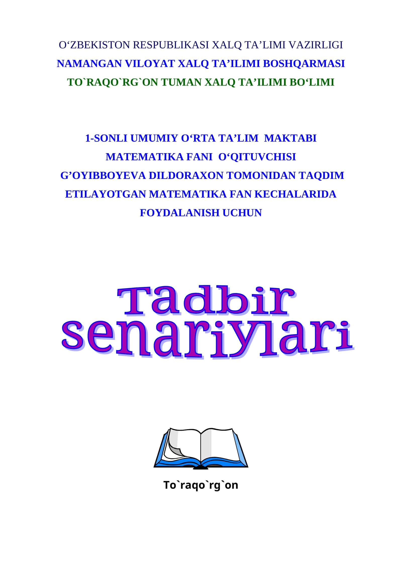 MATEMATIKA FANI O‘QITUVCHISI