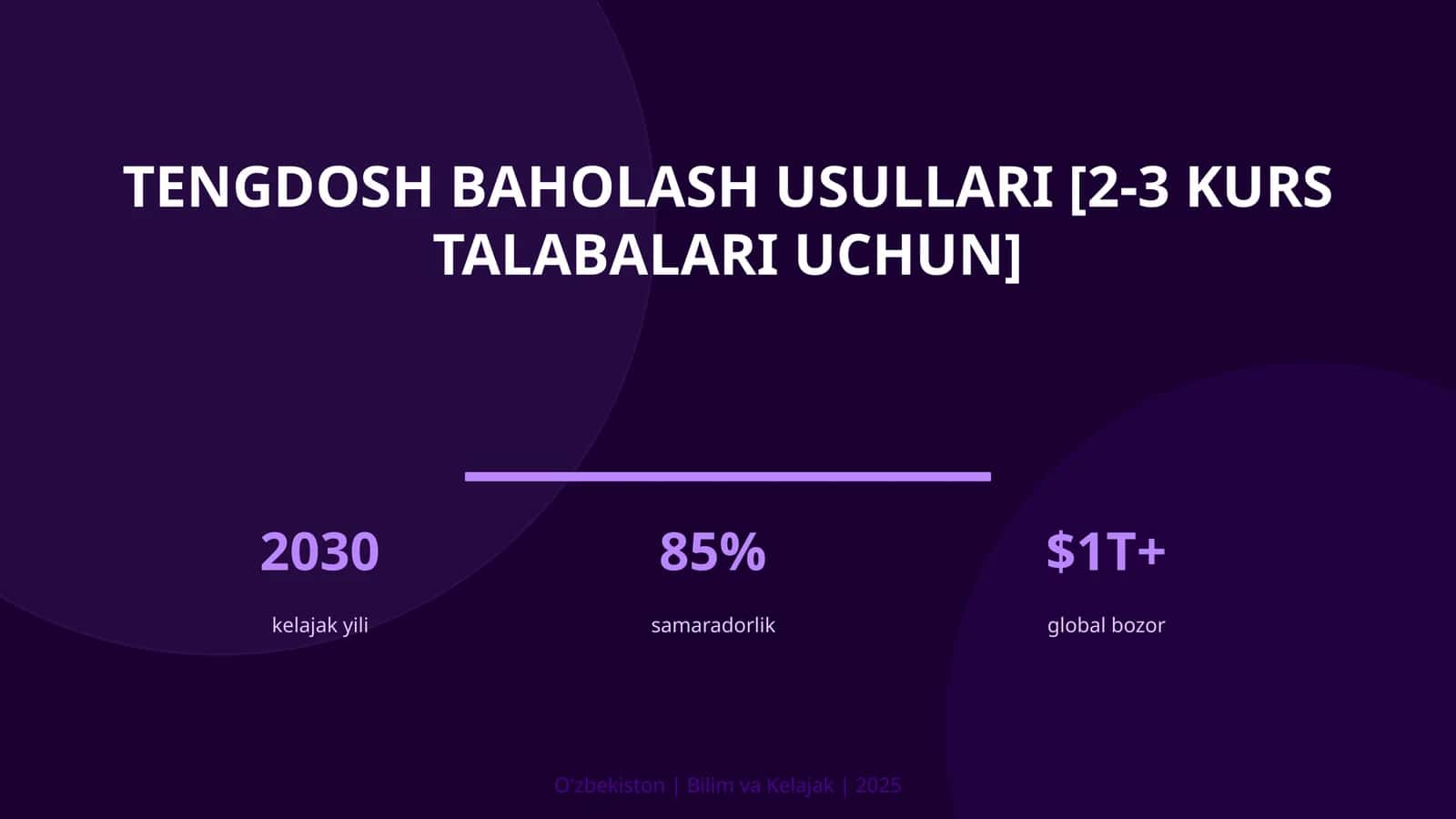 Tengdosh baholash usullari [2-3 kurs talabalari uchun]