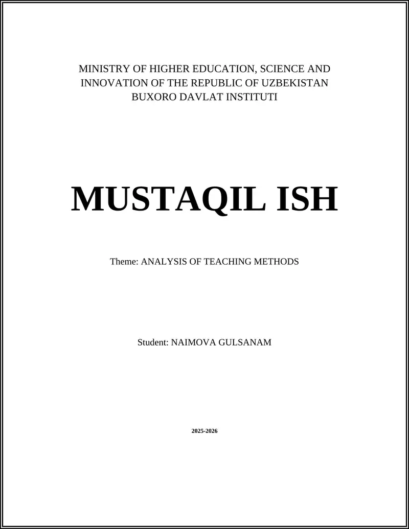 ANALYSIS OF TEACHING METHODS