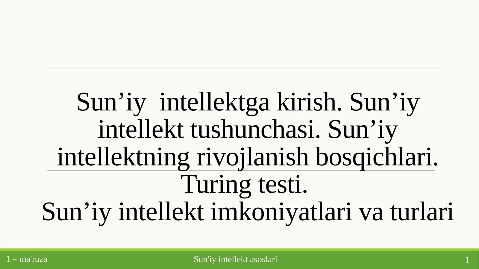 Sun’iy intellektga kirish