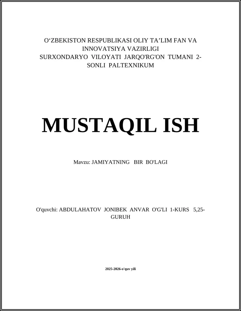 Oila — jamiyatning bir bo'lagi