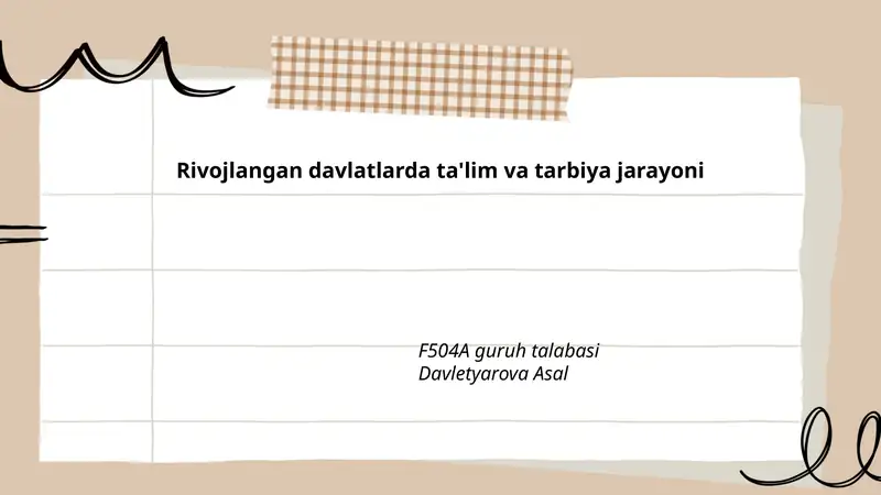 Rivojlangan davlatlarda ta'lim va tarbiya jarayoni