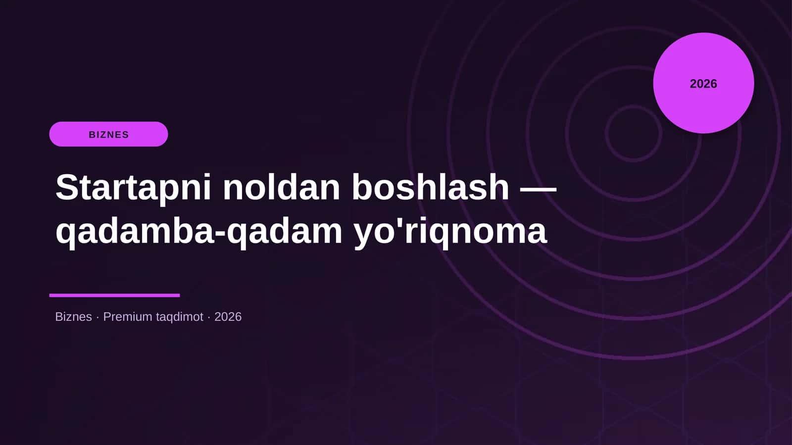 Startapni noldan boshlash — qadamba-qadam yo'riqnoma