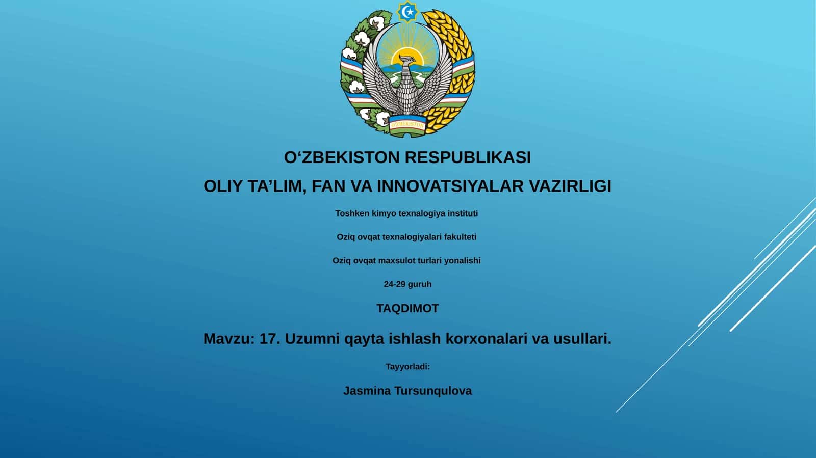 Uzumni qayta ishlash korxonalari va usullari