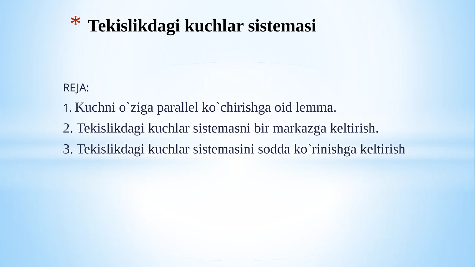 Tekislikdagikuchlarsistemasi