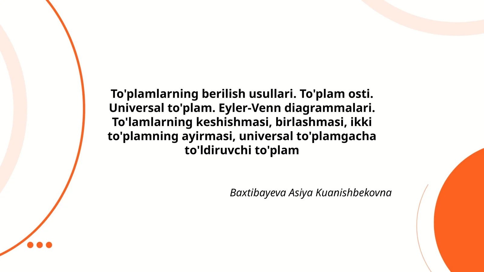 To'plamlarning berilish usullari