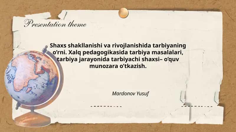 Tarbiyaning o'rni