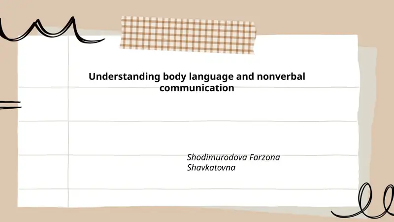 Introduction to body language and nonverbal communication