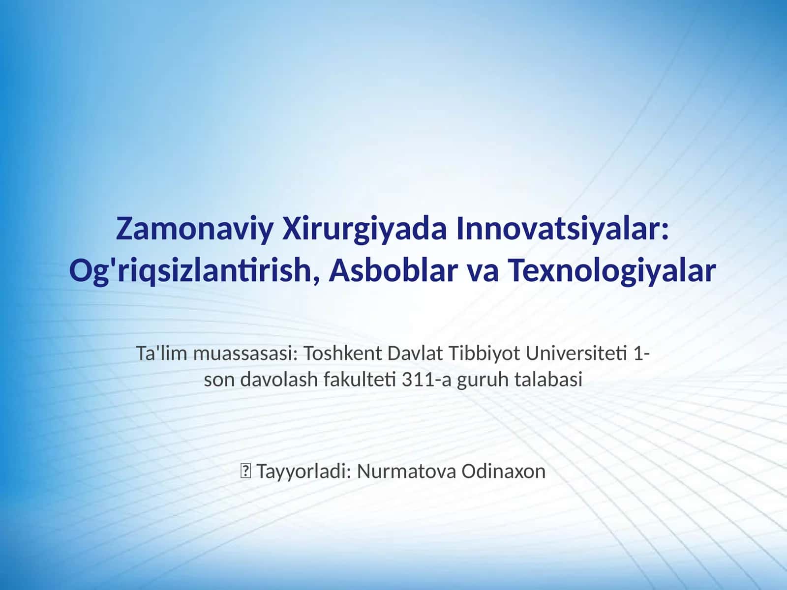 Og'riqsizlantirishning Zamonaviy Usullari