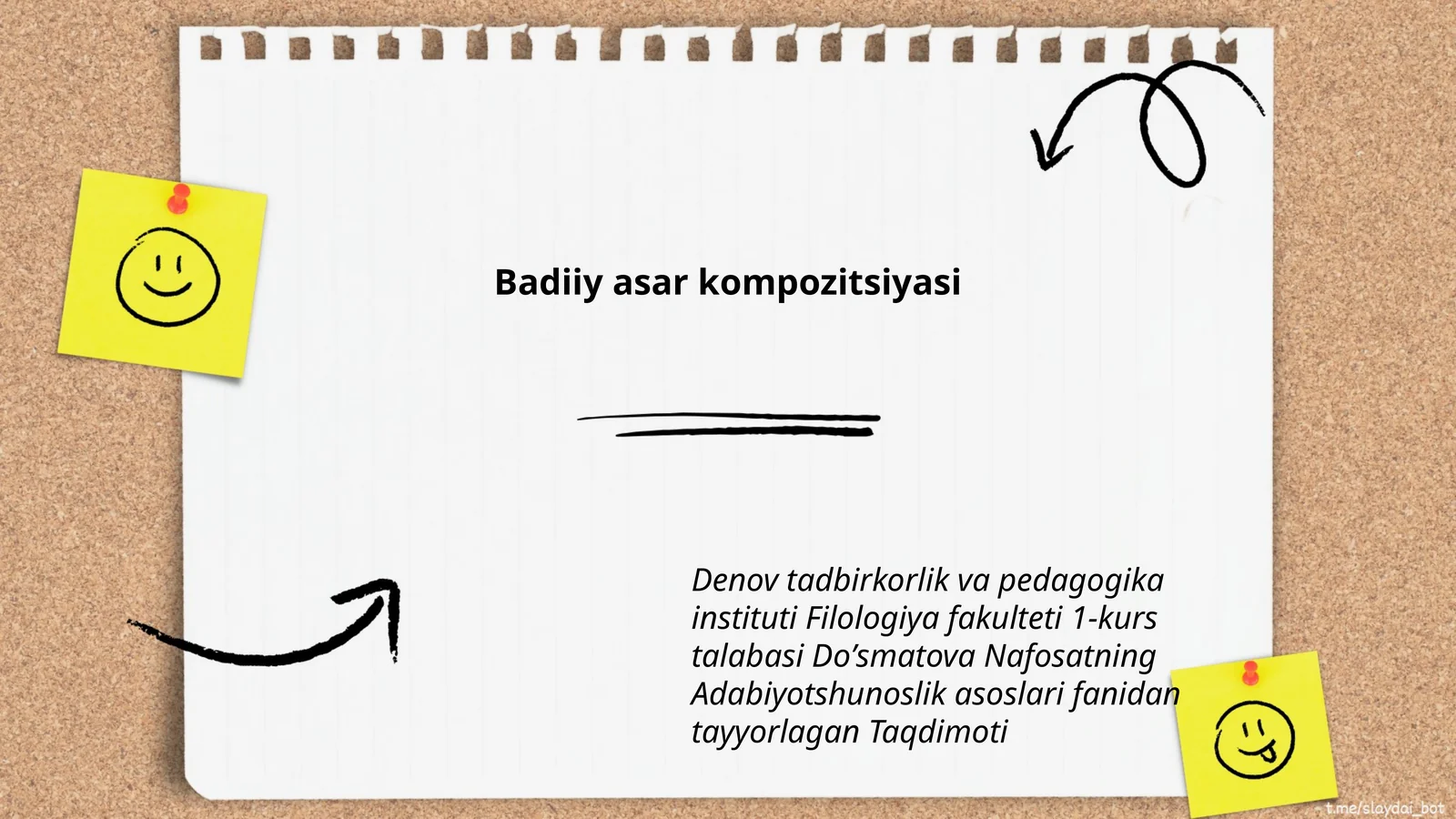 Taqdimoti Badiiy asar kompozitsiyasi