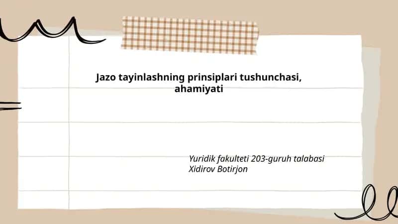 Jazo tayinlashning prinsiplari tushunchasi, ahamiyati