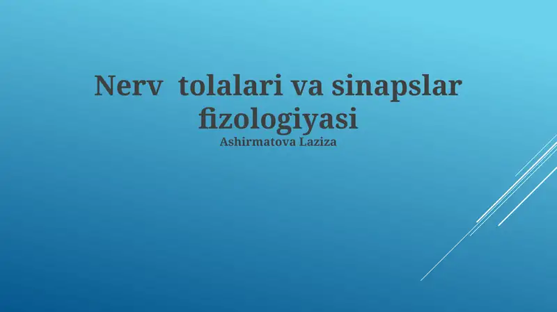 Nerv tolalari va sinapslar fizologiyasi