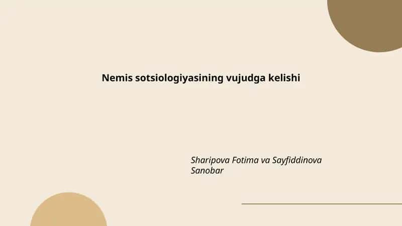 Nemis sotsiologiyasining vujudga kelishi