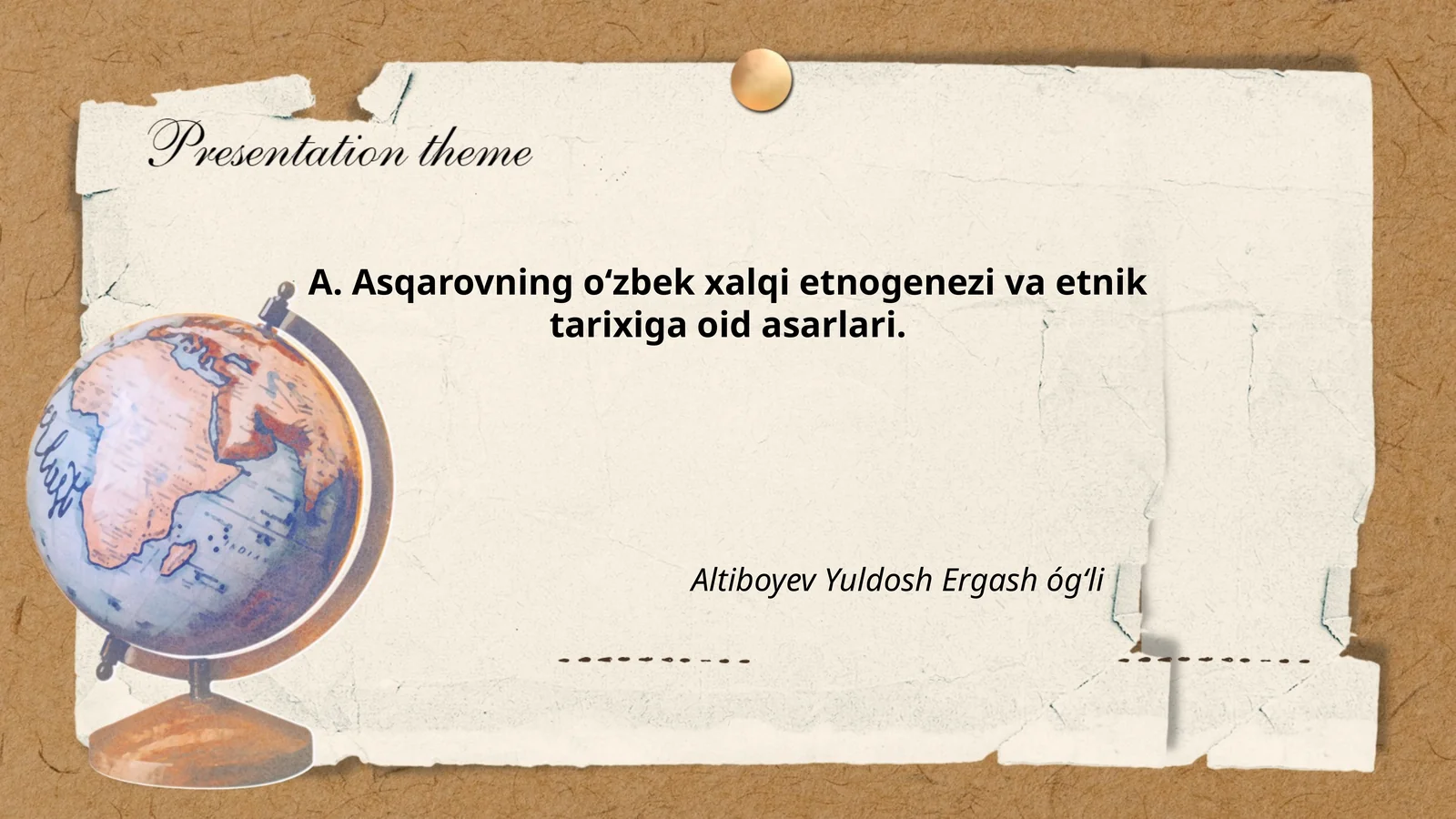 Oʻzbek xalqi etnogenezi va etnik tarixiga oid asarlari