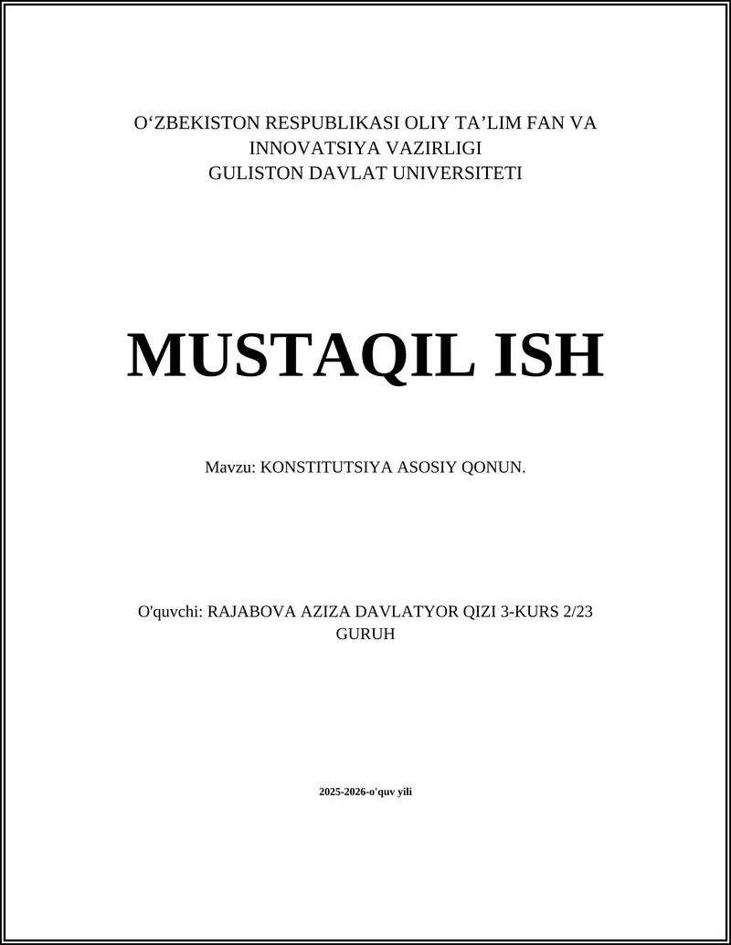 KONSTITUTSIYA ASOSIY QONUN