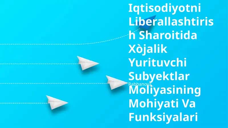 Iqtisodiyotni Liberallashtirish Sharoitida Xòjalik Yurituvchi Subyektlar Moliyasining Mohiyati Va Funksiyalari