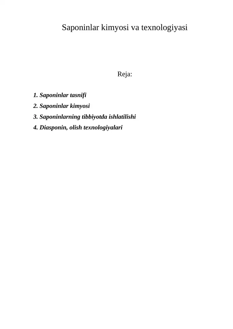 Saponinlar kimyosi va texnologiyasi