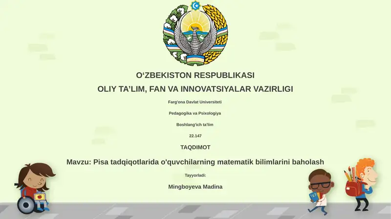 PISA tadqiqotlarida o'quvchilarning matematik bilimlarini baholash