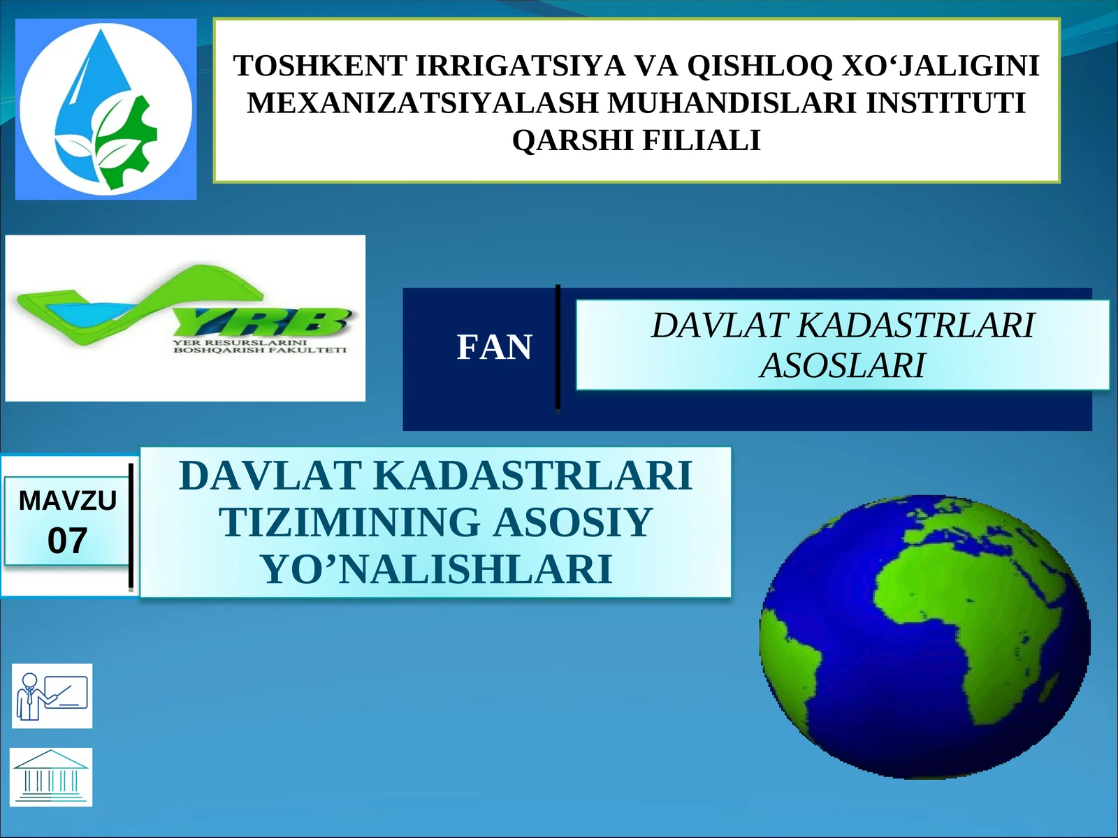 DAVLAT KADASTRLARI ASOSLARI