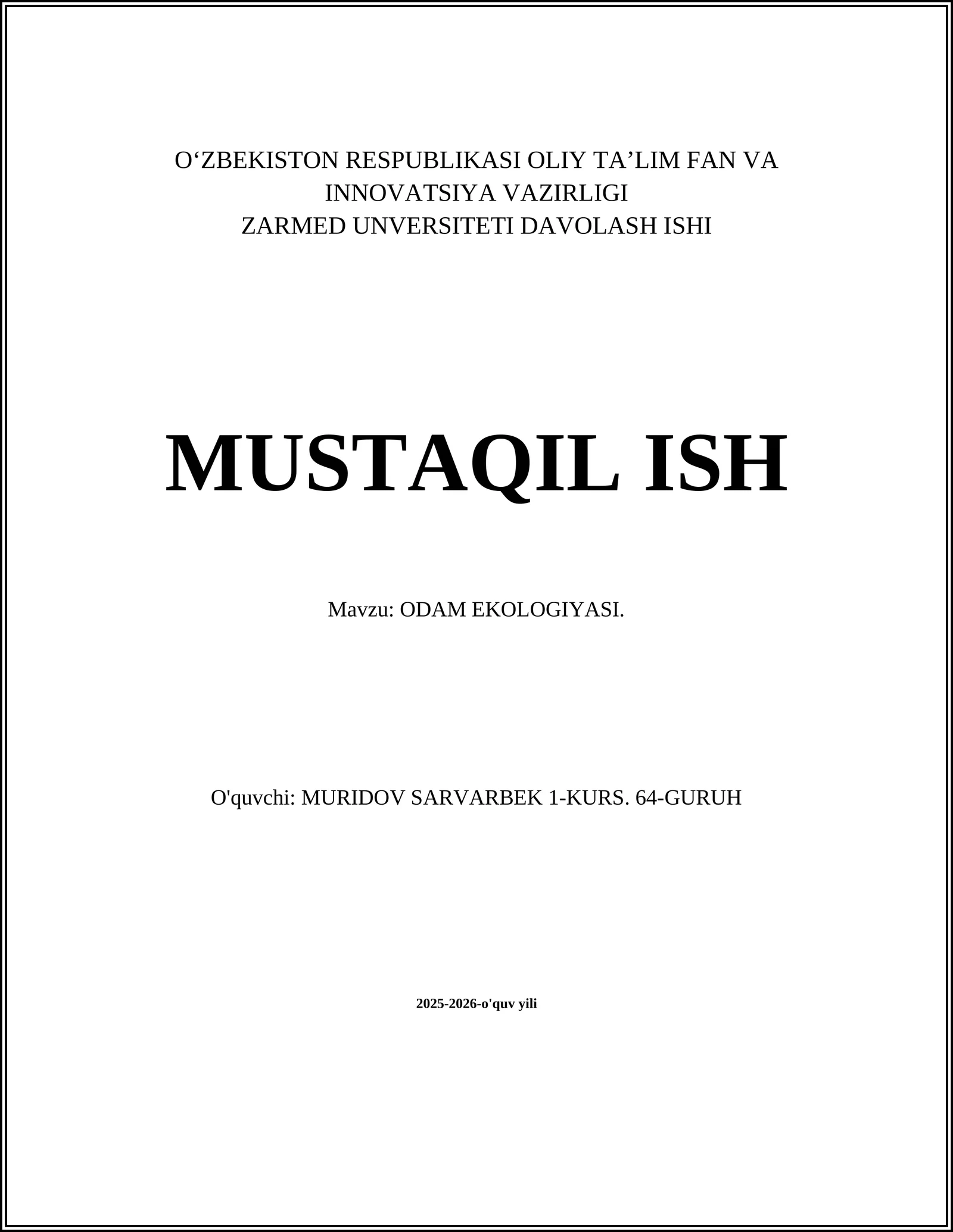 ODAM EKOLOGIYASI