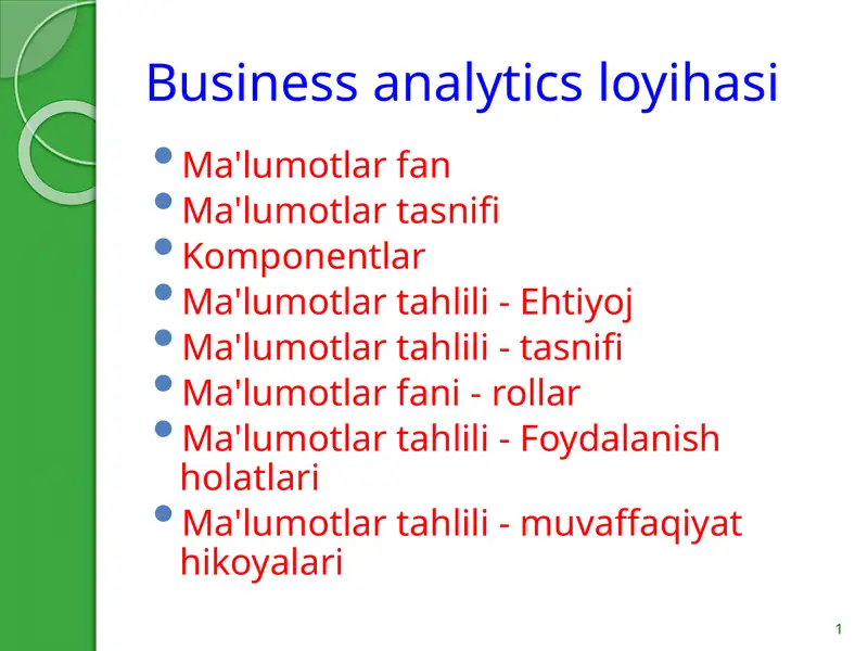 Business analytics loyihasi