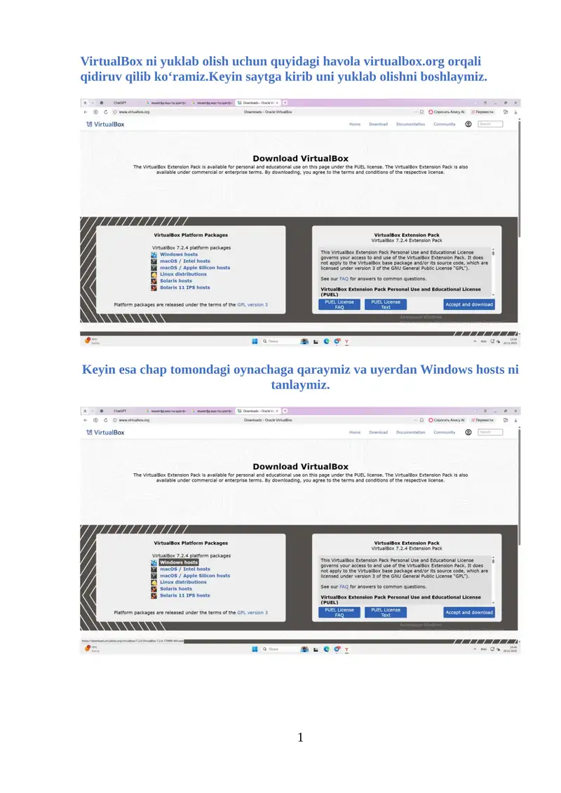 VirtualBox ni yuklab olish