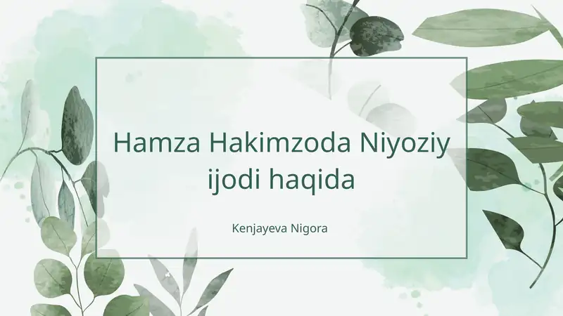 Hamza Hakimzoda Niyoziy ijodi haqida. SHERLARI BILAN
