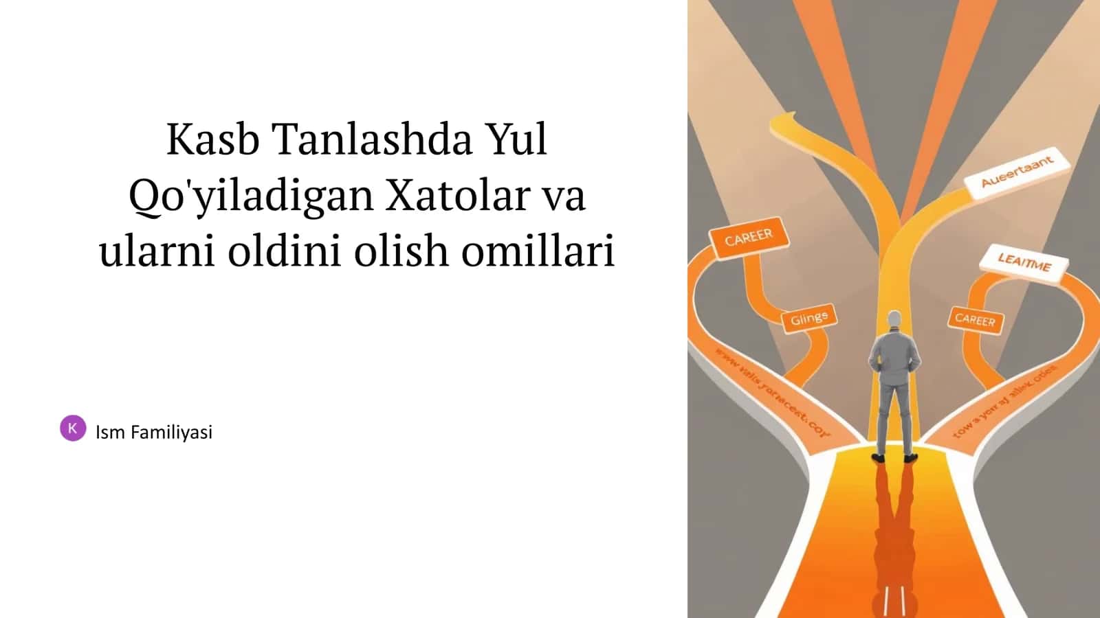 Kasb Tanlashda YulQo'yiladiganXatolar vaularnioldiniolishomillari