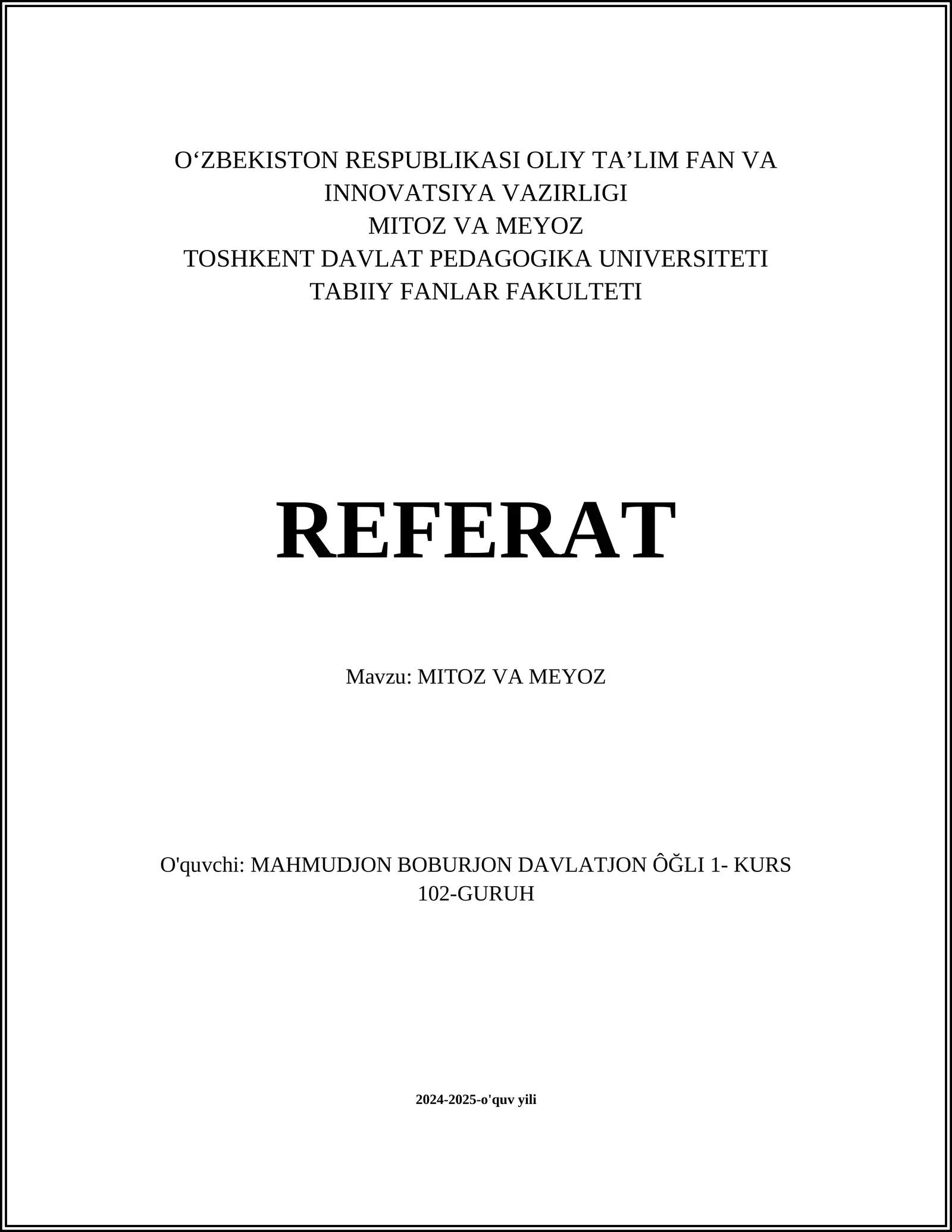MITOZ VA MEYOZ