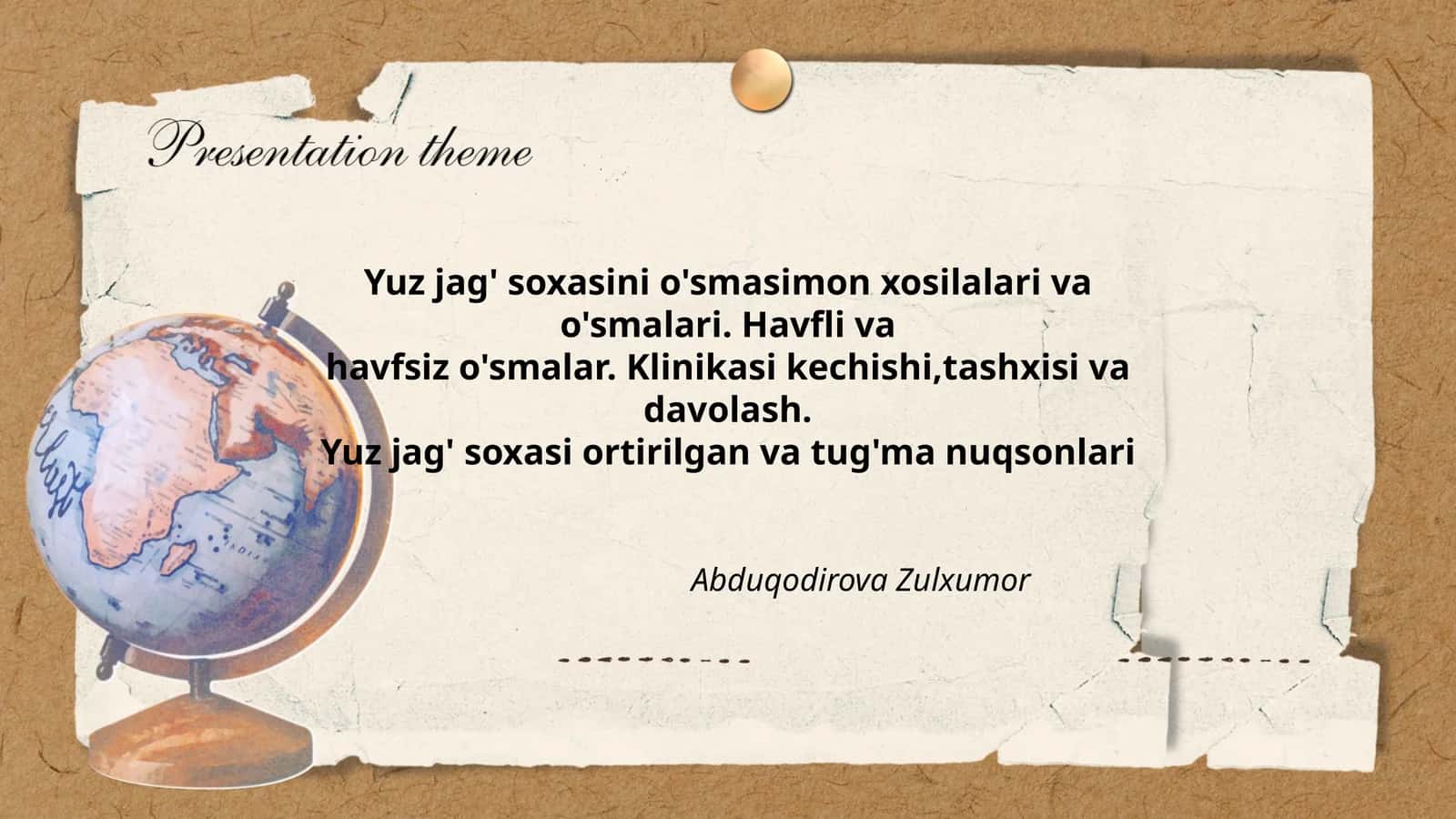 Yuz jag' soxasini o'smasimon xosilalari va o'smalari