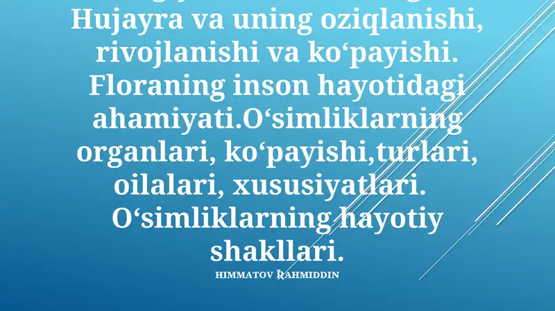 O'simlik Anatomiyasi va Fiziologiyasi: Hayotning Qurilish Blokları