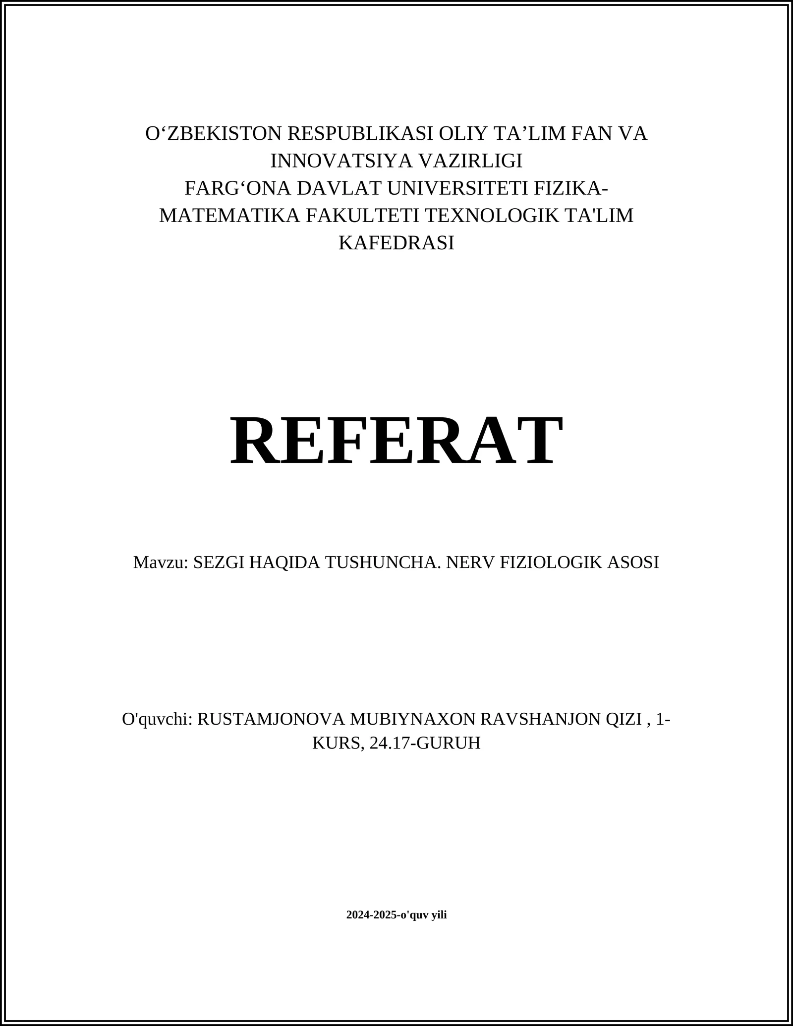 SEZGI HAQIDA TUSHUNCHA