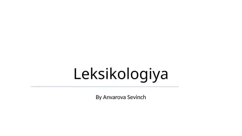 Leksikologiya